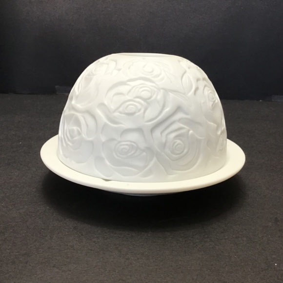 Fairy Lamp Votive Candle Holder Bisque Lithophane Roses Pattern Seagull Studios - Picture 3 of 7